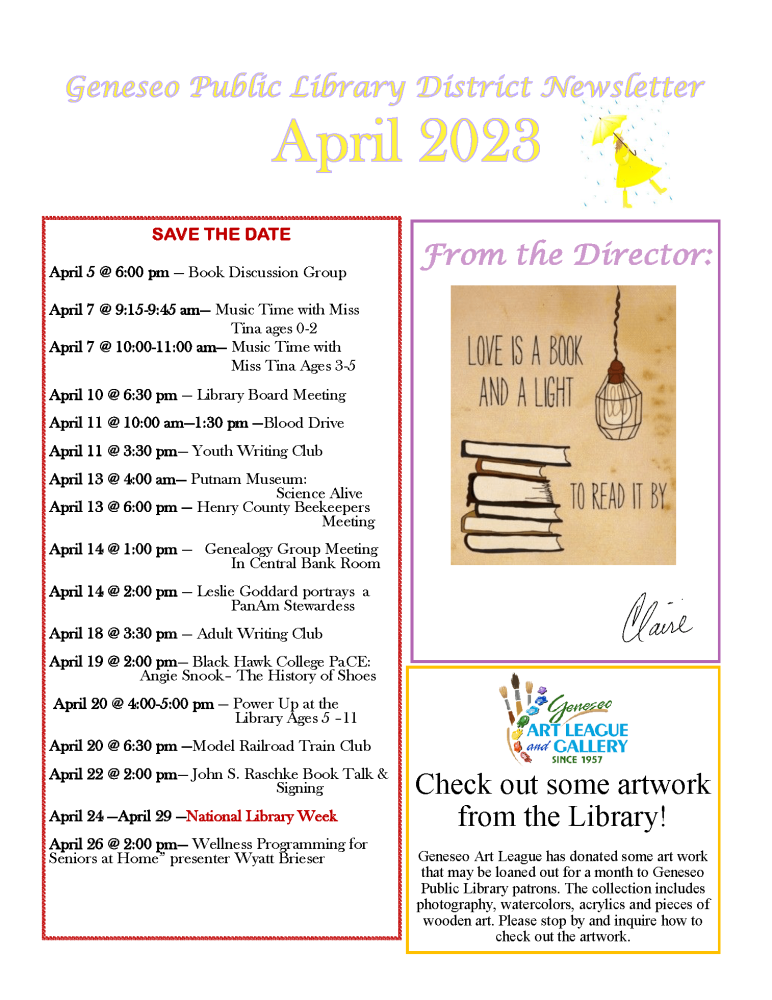 April 2023 Newsletter Page 1