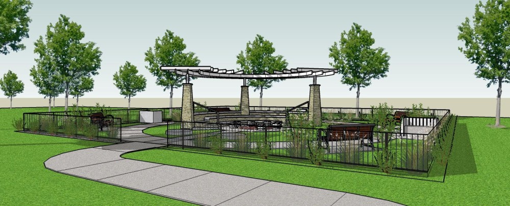 new view of the Reading Garden with fenced area