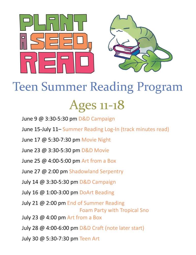 teen calendar 2026 for the summer program