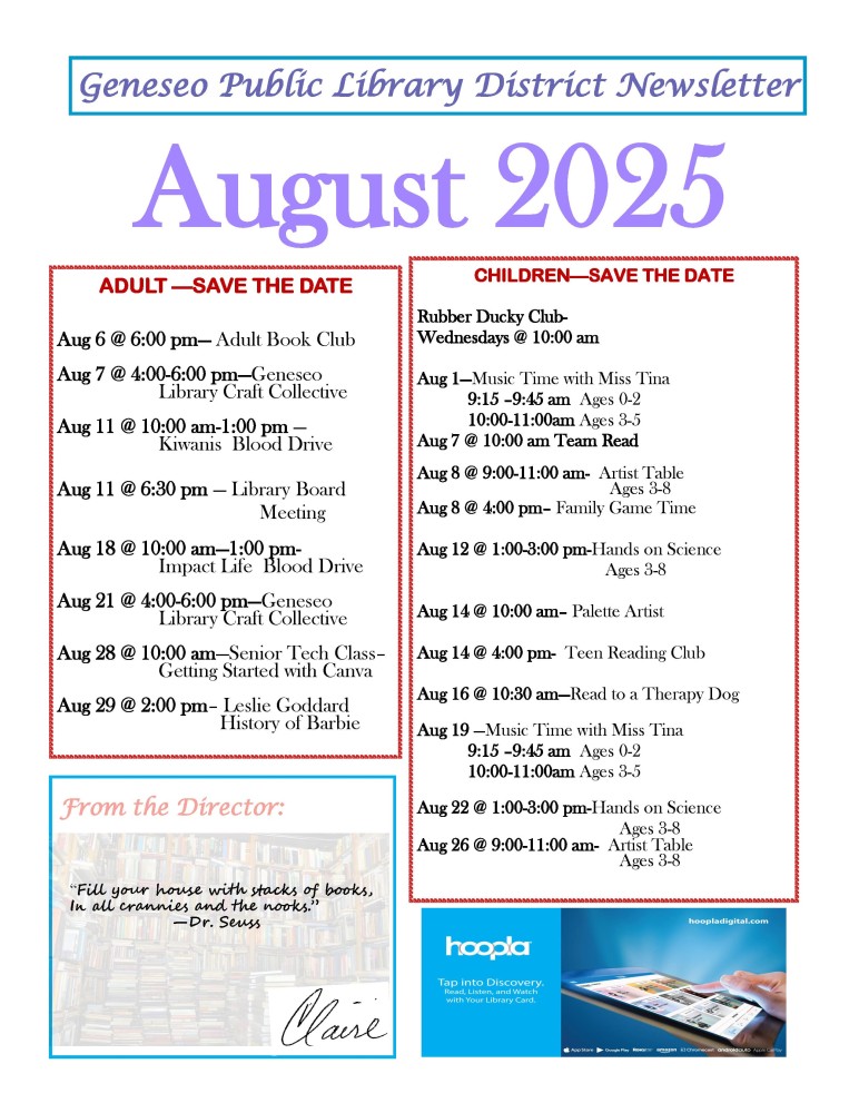 August 2025 Newsletter Page 1