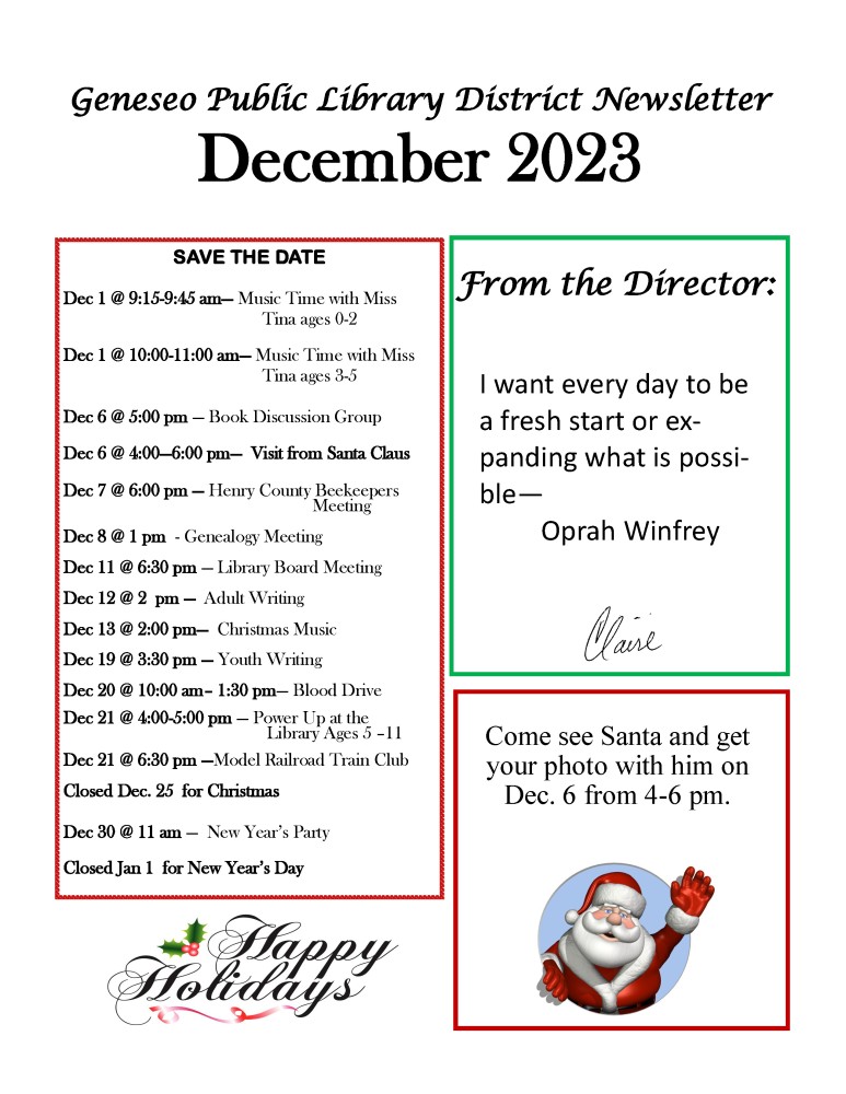 December 2023 Newsletter Page 1