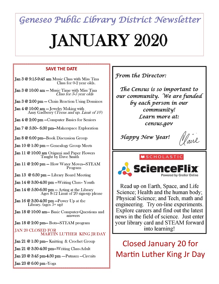 January 2020 Newsletter