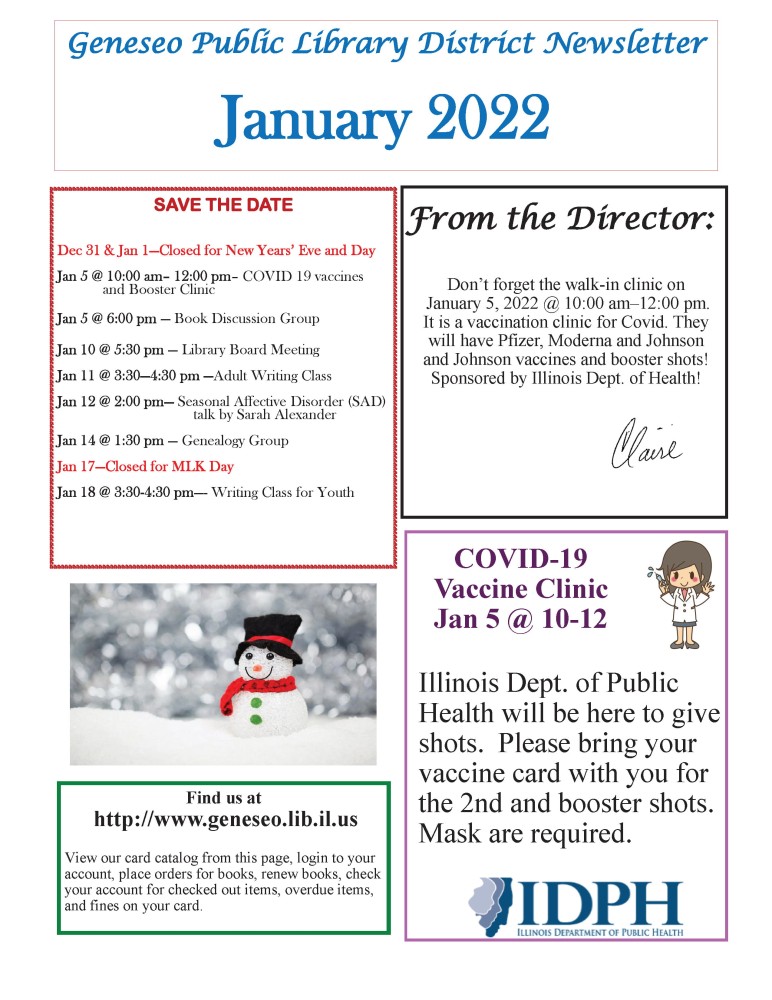 January 2022 Newsletter Page 1